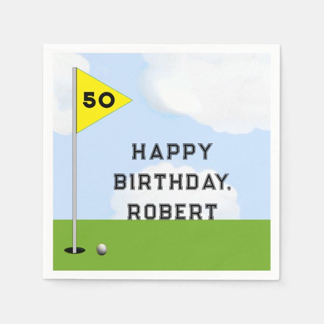 Guardanapo De Papel Aniversário de Golfe Personalizado (Frente)