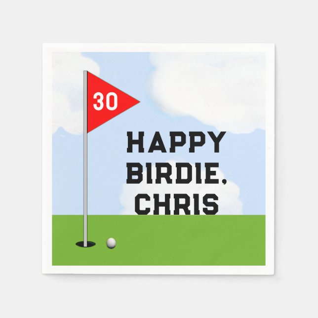 Guardanapo De Papel Aniversário de Golfe Personalizado (Frente)
