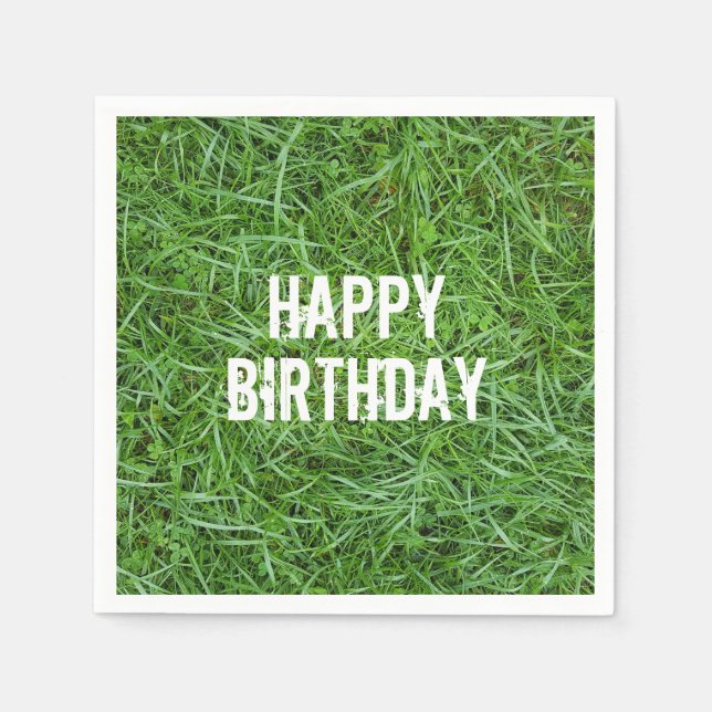 Guardanapo De Papel Aniversário de Grass Verde (Frente)