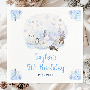 Guardanapo De Papel Aniversário de Inverno Mágico Animais Árticos