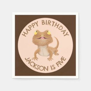 Guardanapo De Papel Aniversário de lagarto de dragão barbudo, bonito e