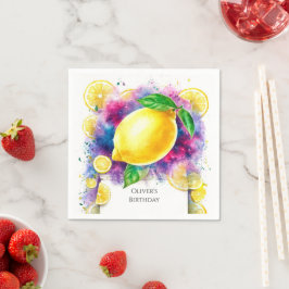 Guardanapo De Papel Aniversário de Lemon Editável Encantado