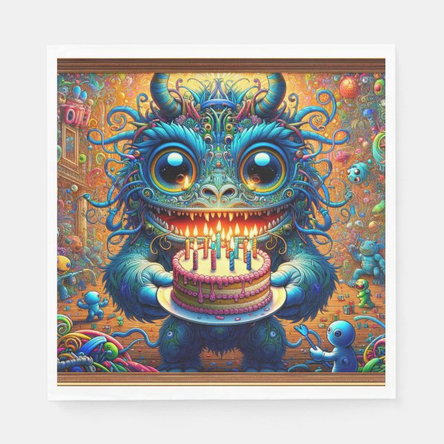 GUARDANAPO DE PAPEL ANIVERSÁRIO DE MASSA DO MONSTER (Frente)