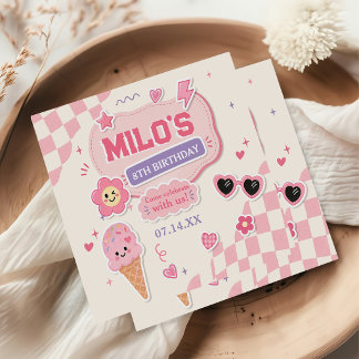 Guardanapo De Papel Aniversário de Menina Rosa Retrô