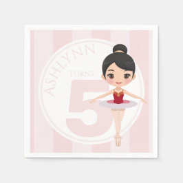 Guardanapo De Papel Aniversário de Meninas de Ballet Rosa com Idade e