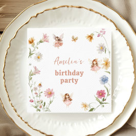 Guardanapo De Papel Aniversário de Meninas Jardim das Fadas Pastel Flo