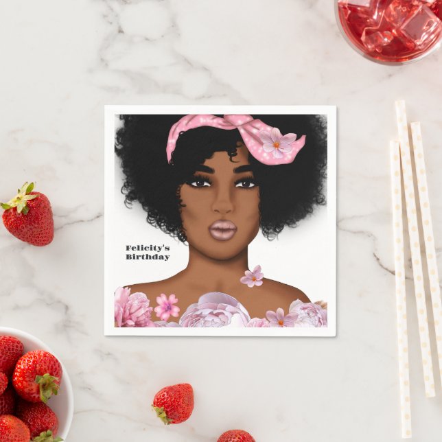Guardanapo De Papel Aniversário de Mulher Afro-Americana (Insitu)