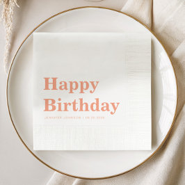 Guardanapo De Papel Aniversário de Pêssego Simples Moderno