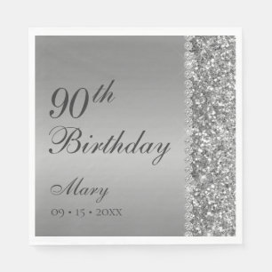 Guardanapo De Papel Aniversário de Prata Elegante 90