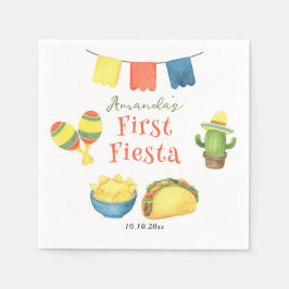 Guardanapo De Papel Aniversário de Primeiro Ano com Aquarela Fiesta