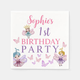 Guardanapo De Papel Aniversário de Princesa Fada Rosa e Roxo Feminino