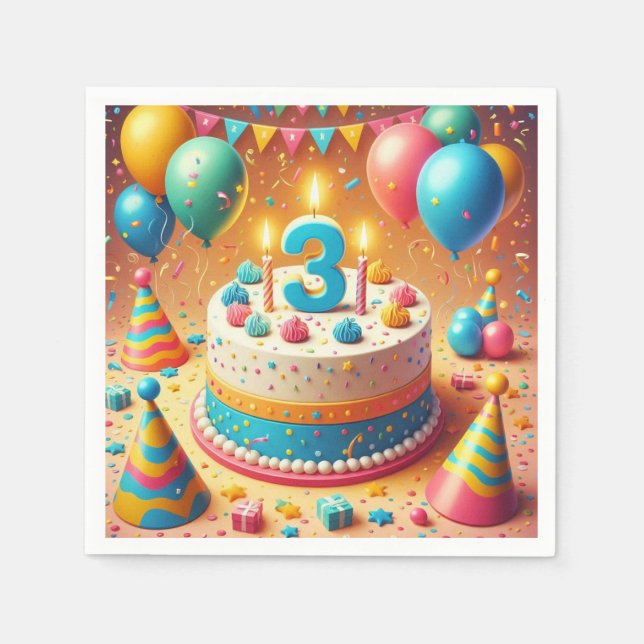 Guardanapo De Papel aniversário de quatro anos (Frente)