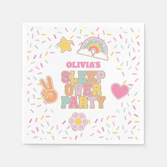 Guardanapo De Papel Aniversário de Sleepover Preppy Patch (Frente)
