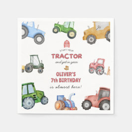 Guardanapo De Papel Aniversário de trator aquarela de qualquer idade