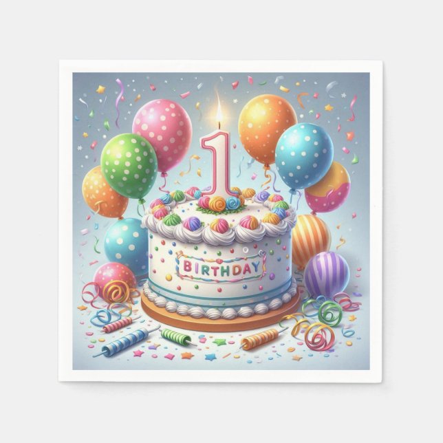 Guardanapo De Papel aniversário de um ano (Frente)