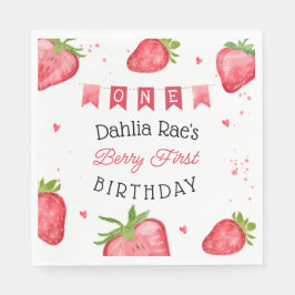Guardanapo De Papel Aniversário de um ano da Berry Morango