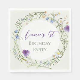 Guardanapo De Papel Aniversário de um ano da Flor Silvestre