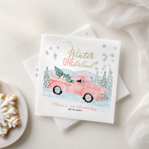 Guardanapo De Papel Aniversário de Um Ano Winter Onederland Caminhão R