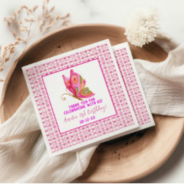 Guardanapo De Papel Aniversário de uma borboleta elegante, roxa e cor-