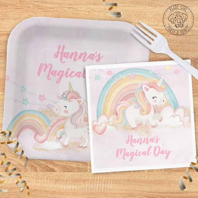 Guardanapo De Papel Aniversário de Unicórnio Mágico (Criador carregado)