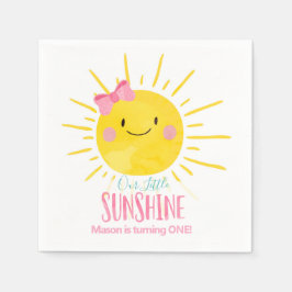Guardanapo De Papel Aniversário de Verão de Arco de menina rosa-sol
