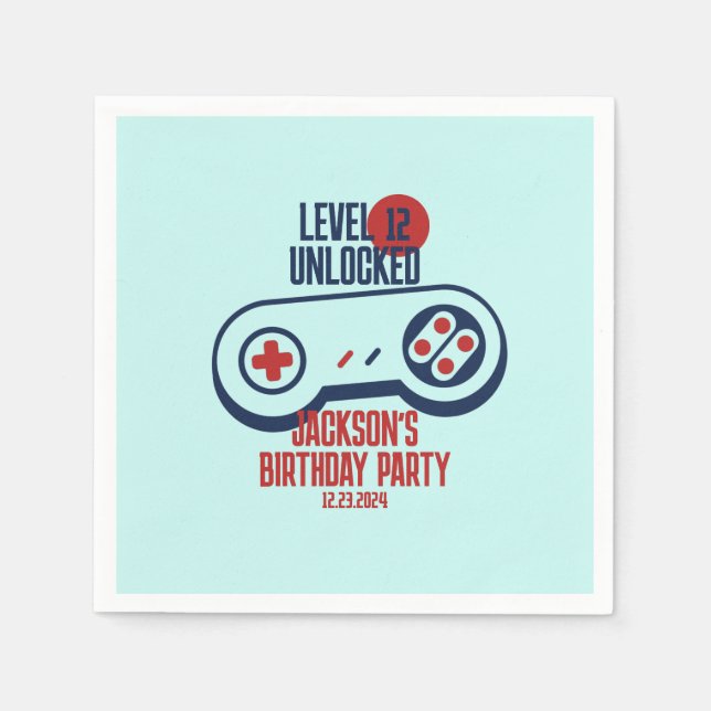Guardanapo De Papel Aniversário de Videos games desbloqueados do nível (Frente)