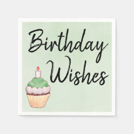 Guardanapo De Papel Aniversário Deseja Água Verde Cupcake