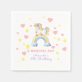 Guardanapo De Papel Aniversário Dia Mágico Arco-íris Unicórnio