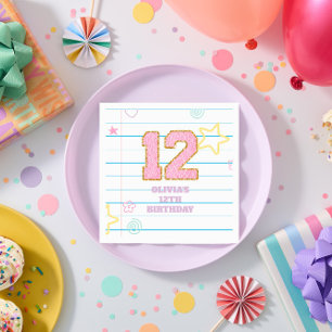 Guardanapo De Papel Aniversário do 12 do notebook com patch pastel de
