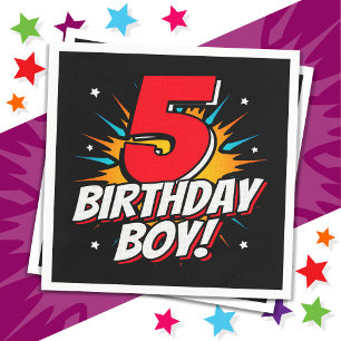 Guardanapo De Papel Aniversário do 5 do Aniversário do Super Herói de 