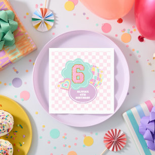 Guardanapo De Papel Aniversário do 6 de patch pastel de pré-disquete v