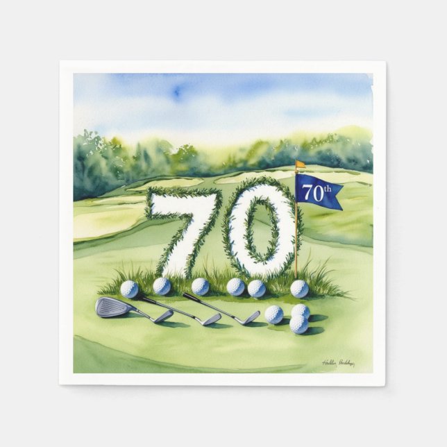 Guardanapo De Papel Aniversário do 70 de Golfe para golfe (Frente)