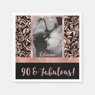 Guardanapo De Papel Aniversário do 90 Damask Dourado dos Noventa e Fa