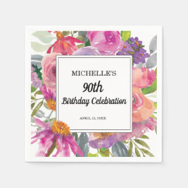 Guardanapo De Papel Aniversário do 90 feminino púrpura