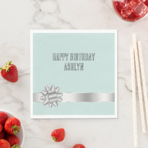 Guardanapo De Papel Aniversário do Arco da Faixa de Opções do Mint Sil