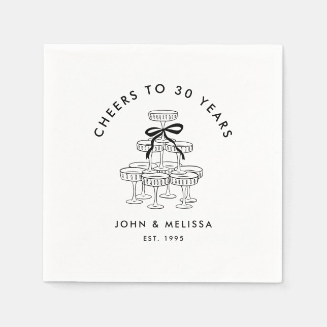 Guardanapo De Papel Aniversário do Arco de Champanhe Negro (Frente)