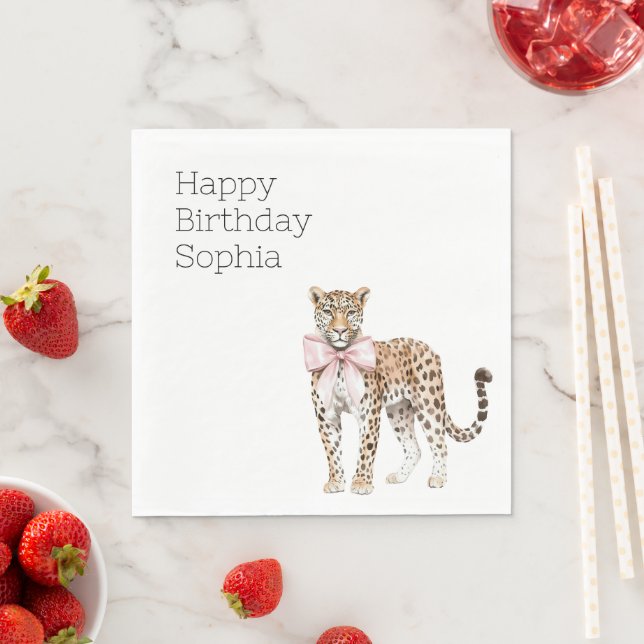 Guardanapo De Papel Aniversário do Arco Rosa Leopard (Insitu)