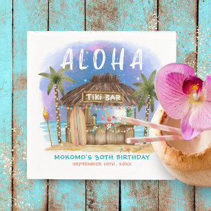 Guardanapo De Papel Aniversário do Bar Tropical Moon de praia de Tiki
