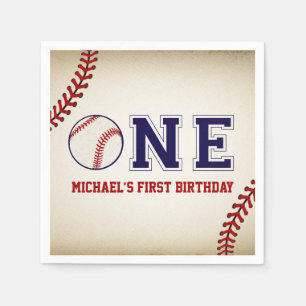 Guardanapo De Papel Aniversário do basebol do vintage primeiro
