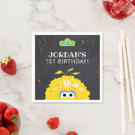 Guardanapo De Papel Aniversário do Big Bird com Confetes no Quadro Neg