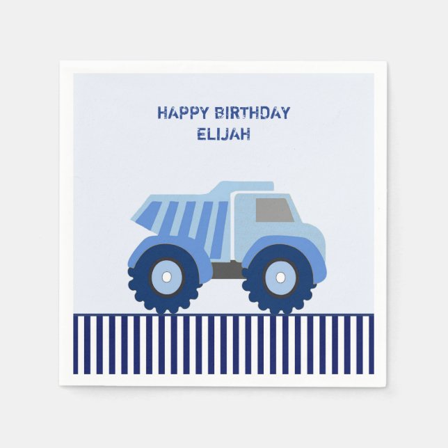 Guardanapo De Papel Aniversário do Blue Dump Truck Custom (Frente)