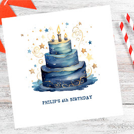 Guardanapo De Papel Aniversário do bolo de aniversário azul