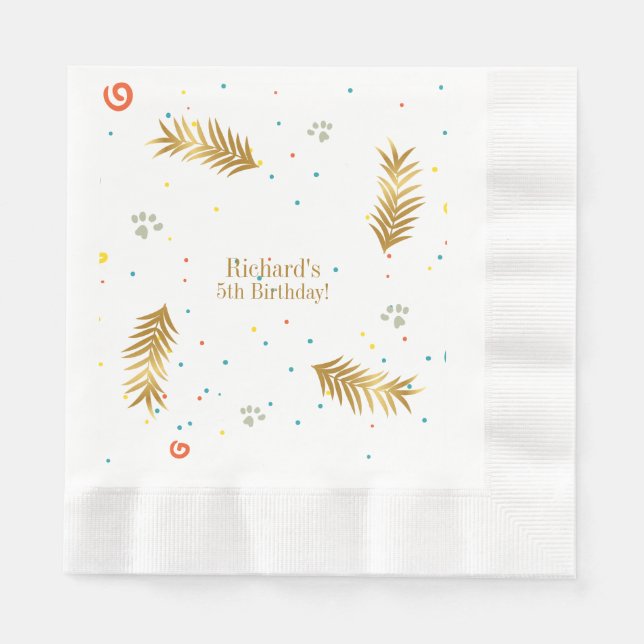 Guardanapo De Papel Aniversário do Cachorro Verde ouro (Frente)