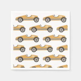 Guardanapo De Papel Aniversário do Carro de Corrida Vintage Amarelo