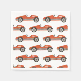 Guardanapo De Papel Aniversário do Carro de Corrida Vintage Vermelho