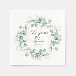 Guardanapo De Papel Aniversário do Casamento do Ouro Eucalyptus 50º