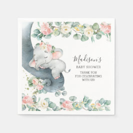 Guardanapo De Papel Aniversário do Chá de fraldas de Elefante Floral R