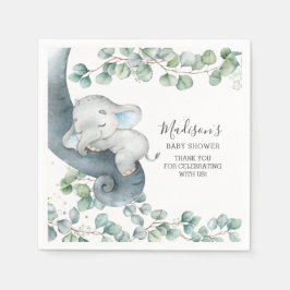 Guardanapo De Papel Aniversário do Chá de fraldas Elefante Verde