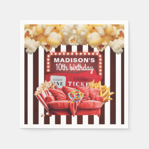 Guardanapo De Papel Aniversário do Cinema Noturno Personalizado
