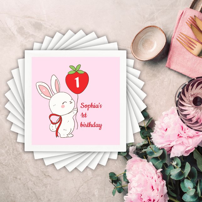 Guardanapo De Papel Aniversário do Coelho de Morango (Criador carregado)